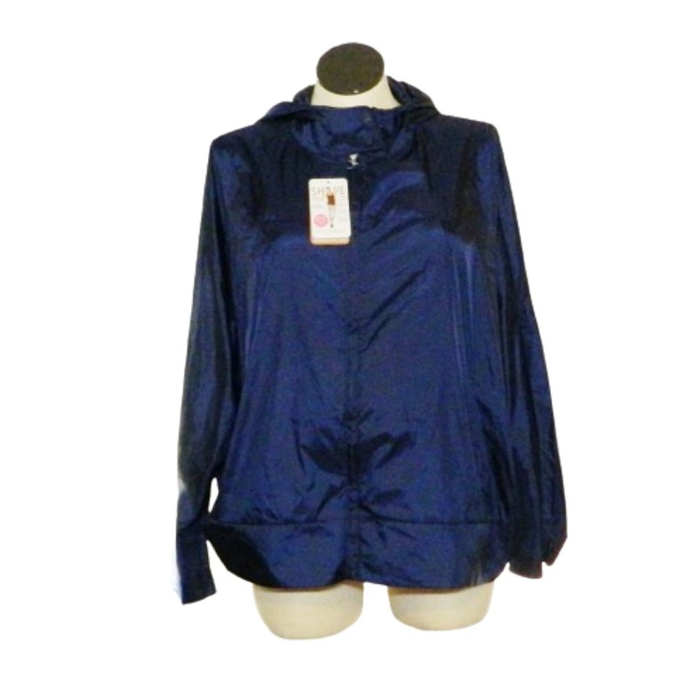 Shape Activewear $90 PSC17536 Medieval Blue Lightweight Hooded Jacket 1X NWT!
